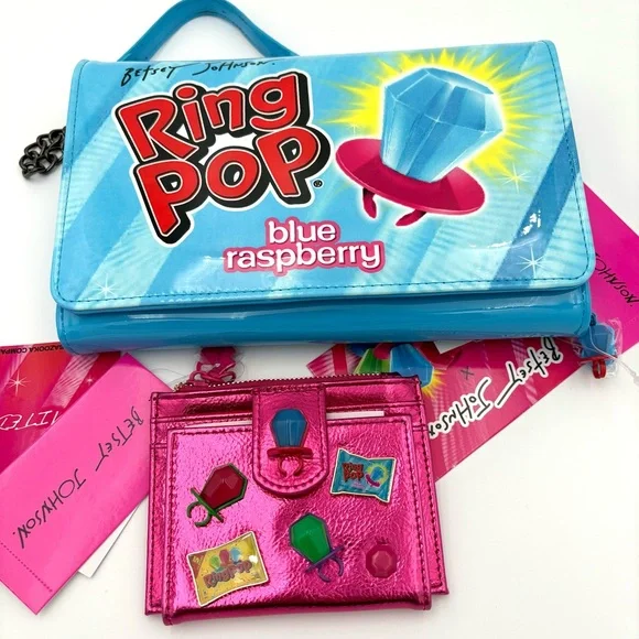 Betsey Johnson Ring Pop Blue Raspberry Bag + Matching Card Case - Picture 1 of 16